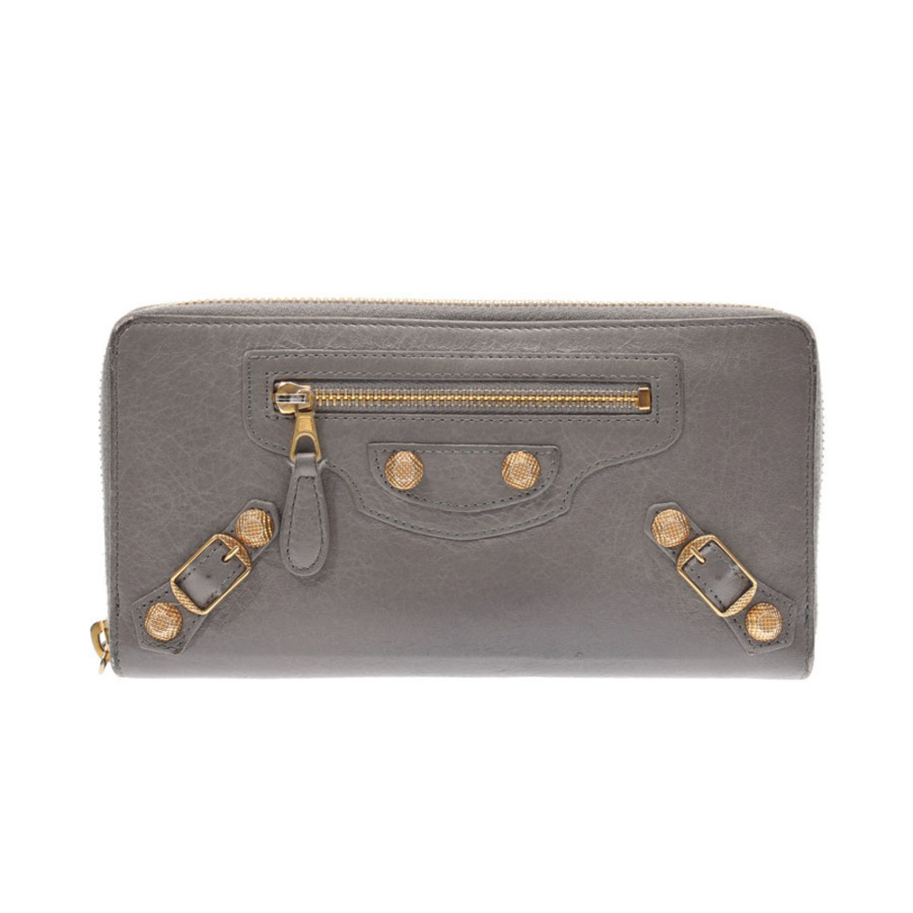 Balenciaga Giant Continental Zip Wallet Gray GG Leather Long